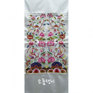 목단연꽃절수건1-기계자수